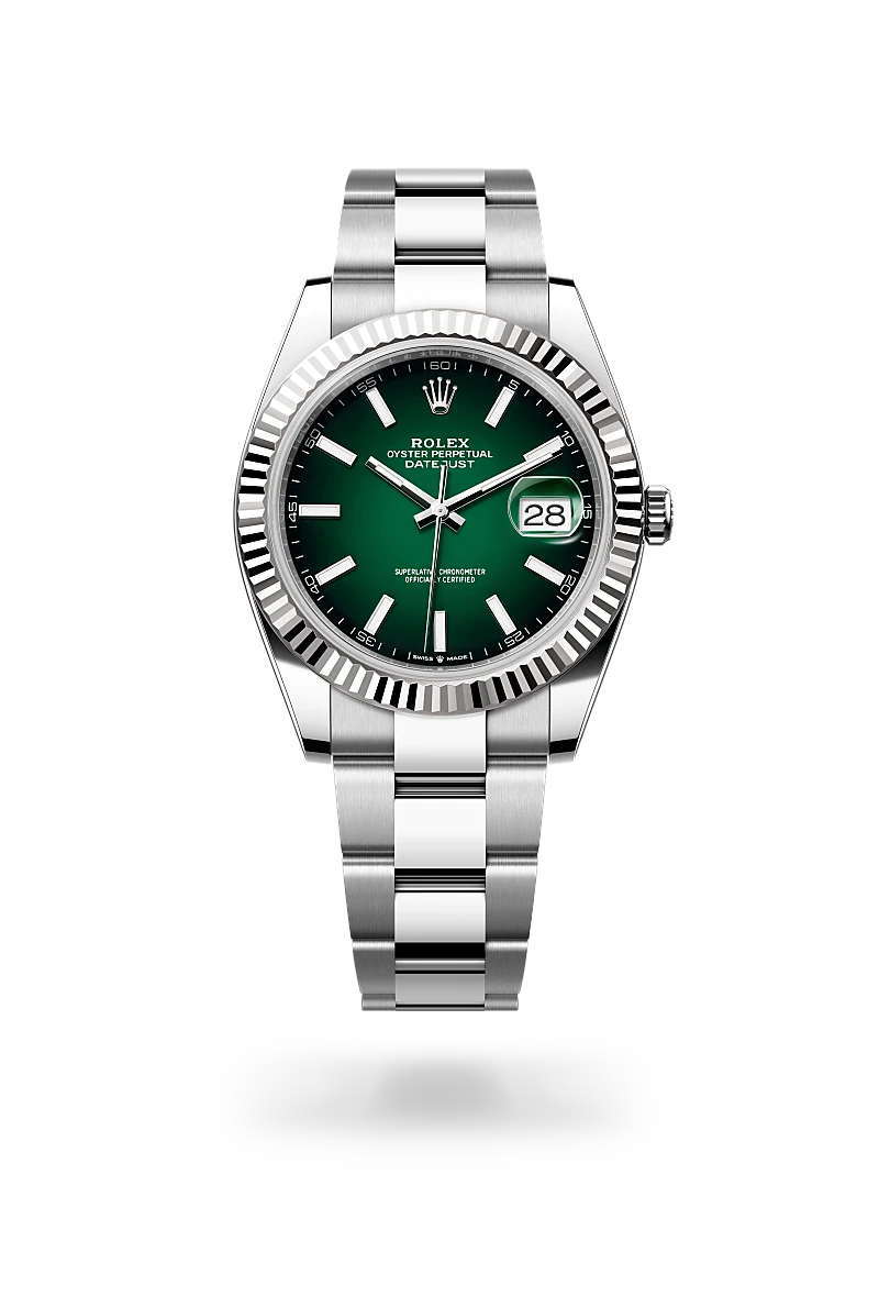Rolex Datejust 41 in Oyster, 41 mm, Edelstahl Oystersteel und Weißgold, M126334-0033 bei Hunke Uhren