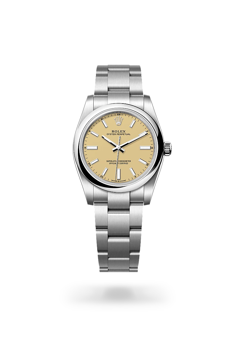 Rolex Oyster Perpetual 34 in Oyster, 34 mm, Edelstahl Oystersteel, M124200-0007 bei Hunke Uhren