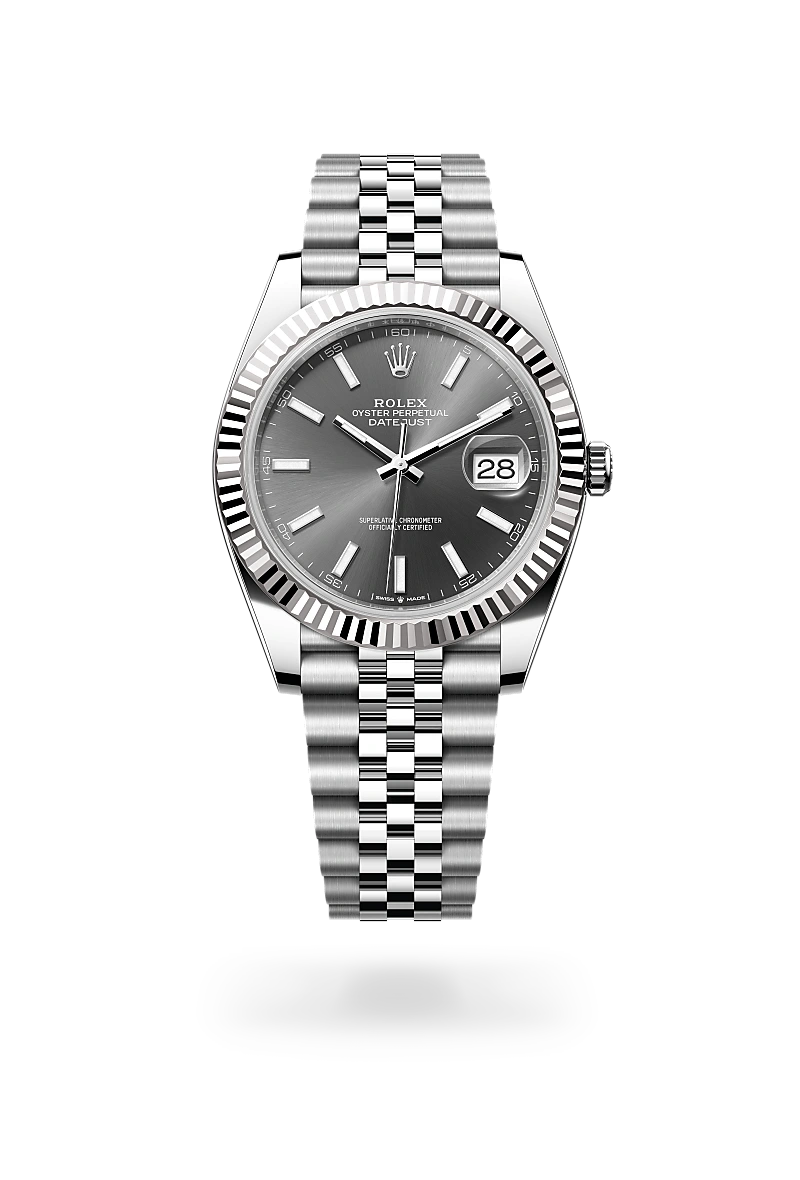 Rolex Datejust 41 in Oyster, 41 mm, Edelstahl Oystersteel und Weißgold, M126334-0014 bei Hunke Uhren
