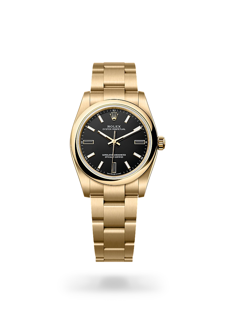 Rolex Oyster Perpetual 34 in Oyster, 34 mm, Gelbgold, M124208-0001 bei Hunke Uhren