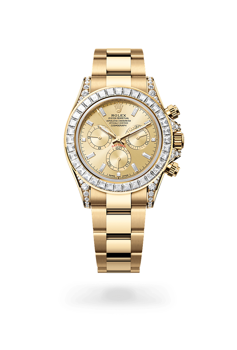 Rolex Cosmograph Daytona in Oyster, 40 mm, Gelbgold mit Diamanten, M126598TBR-0001 bei Hunke Uhren