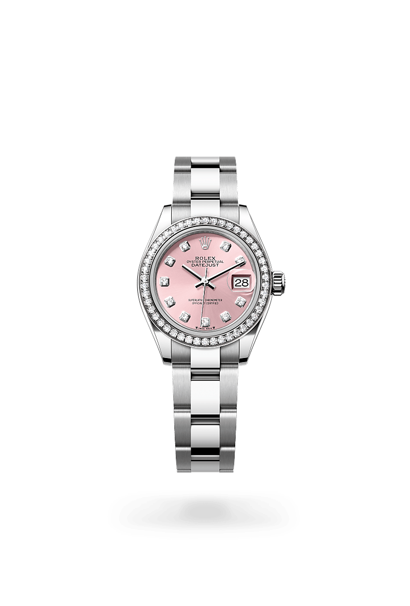 Rolex Lady-Datejust in Oyster, 28 mm, Edelstahl Oystersteel und Weißgold mit Diamanten, M279384RBR-0004 bei Hunke Uhren