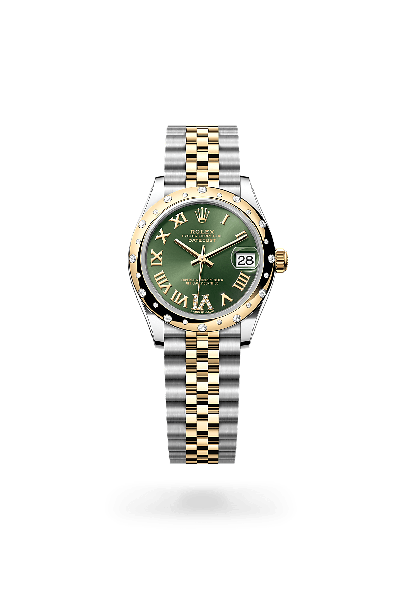 Rolex Datejust 31 in Oyster, 31 mm, Edelstahl Oystersteel und Gelbgold mit Diamanten, M278343RBR-0016 bei Hunke Uhren
