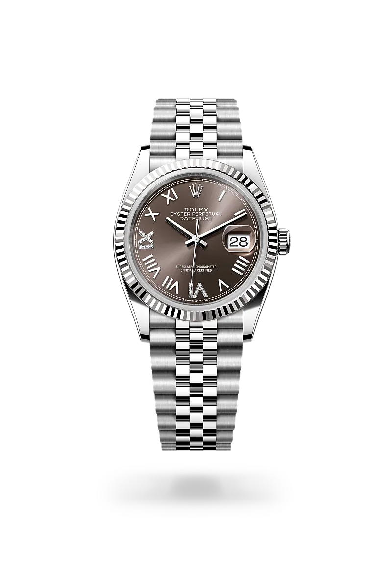Rolex Datejust 36 in Oyster, 36 mm, Edelstahl Oystersteel und Weißgold, M126234-0071 bei Hunke Uhren