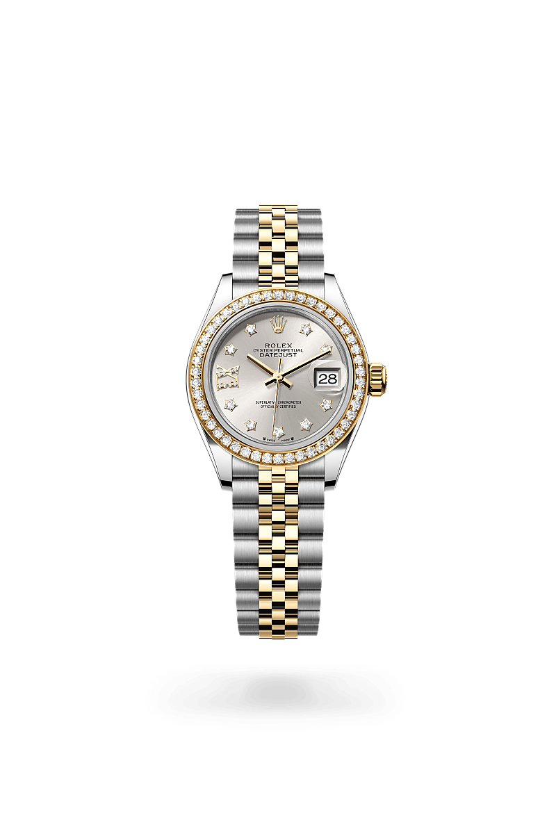 Rolex Lady-Datejust in Oyster, 28 mm, Edelstahl Oystersteel und Gelbgold mit Diamanten, M279383RBR-0003 bei Hunke Uhren