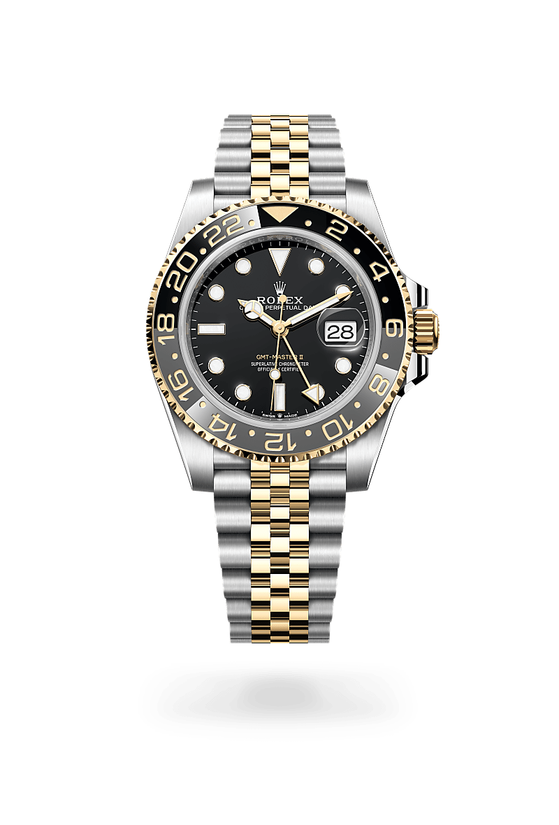 Rolex GMT-Master II in Oyster, 40 mm, Edelstahl Oystersteel und Gelbgold, M126713GRNR-0001 bei Hunke Uhren